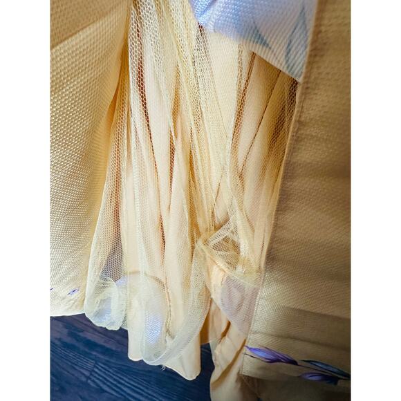 MARCHESA NOTTE Yellow Floral Printed Mikado Strapless Tea Midi Dress Size 18 - Picture 12 of 13